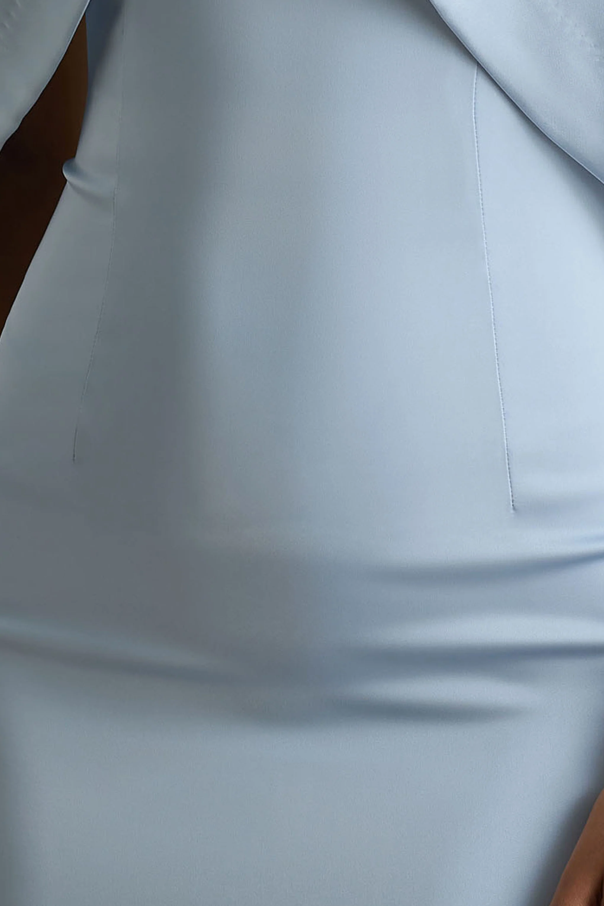 Sulliana | Powder Blue Satin High-Neck Maxi Dress With Embellished Detail And Cape Sleeves - Image 6