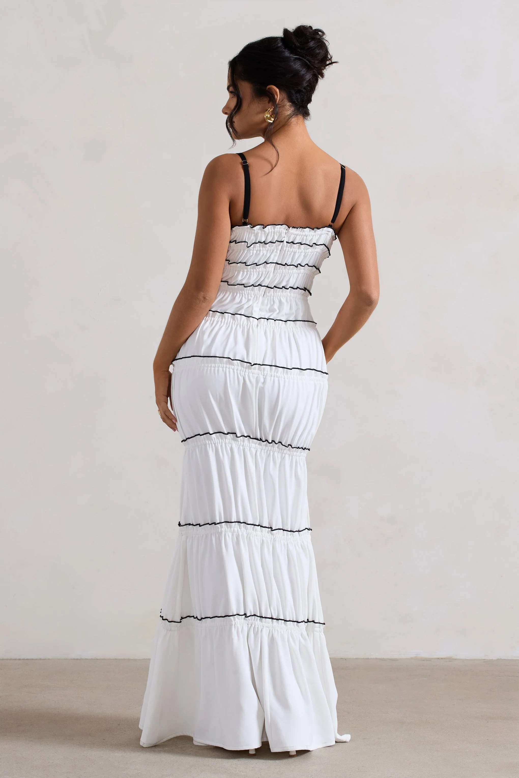 Summer Breeze | White Strappy Gathered Tiered Maxi Dress - Image 16
