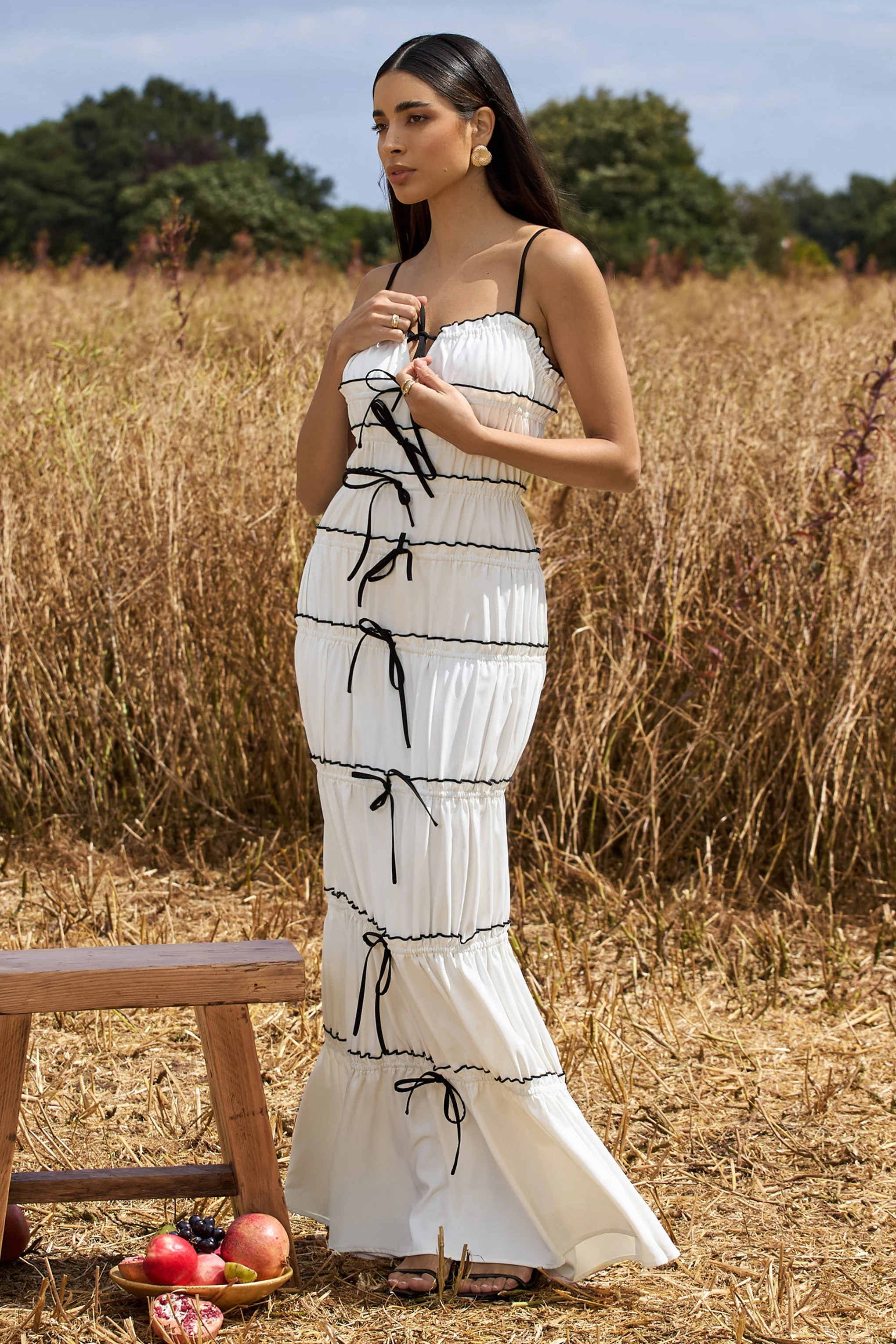 Summer Breeze | White Strappy Gathered Tiered Maxi Dress - Image 6