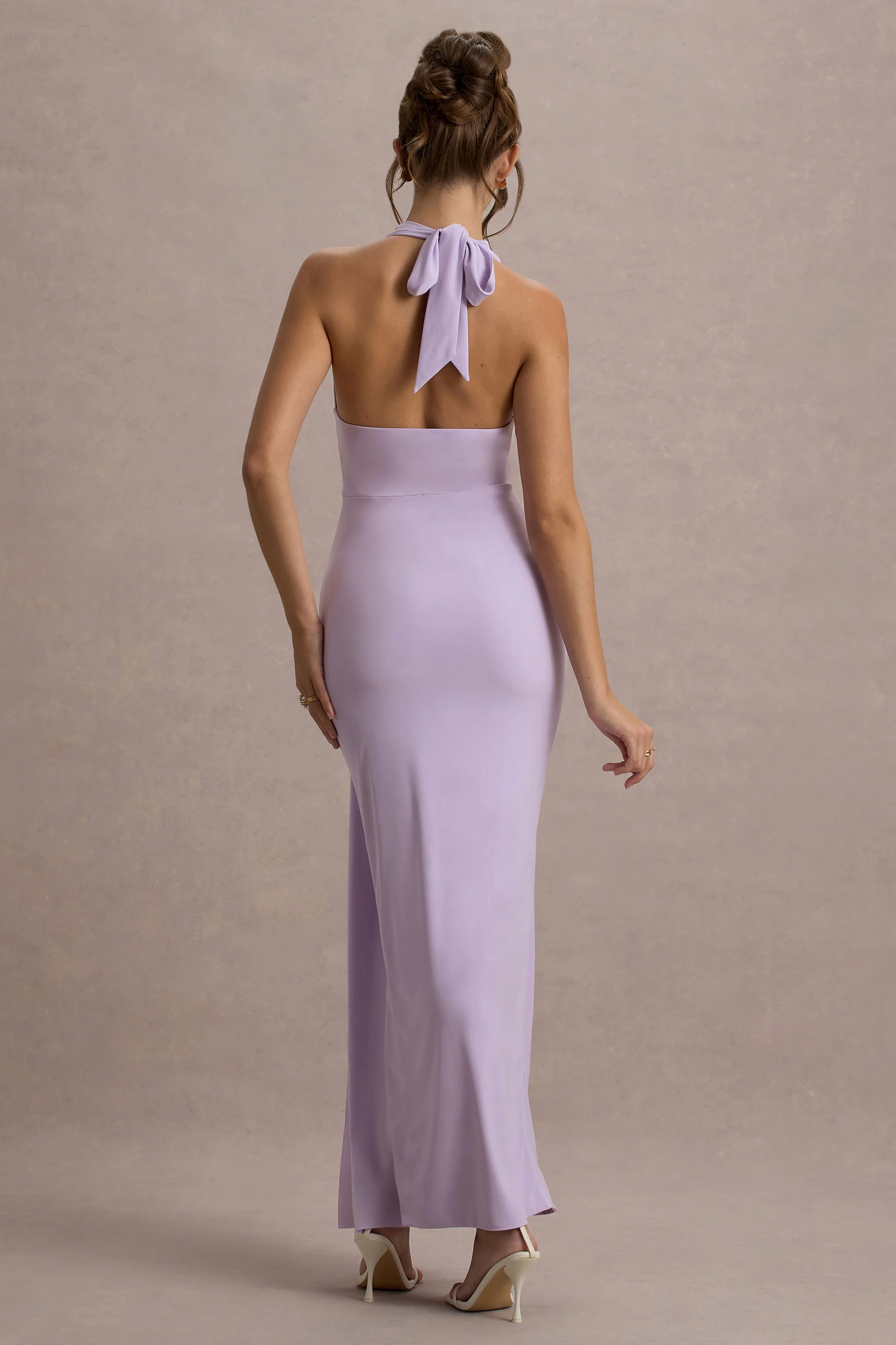 Sunflower | Lilac Ruched High-Neck Split Maxi Dress - Image 2