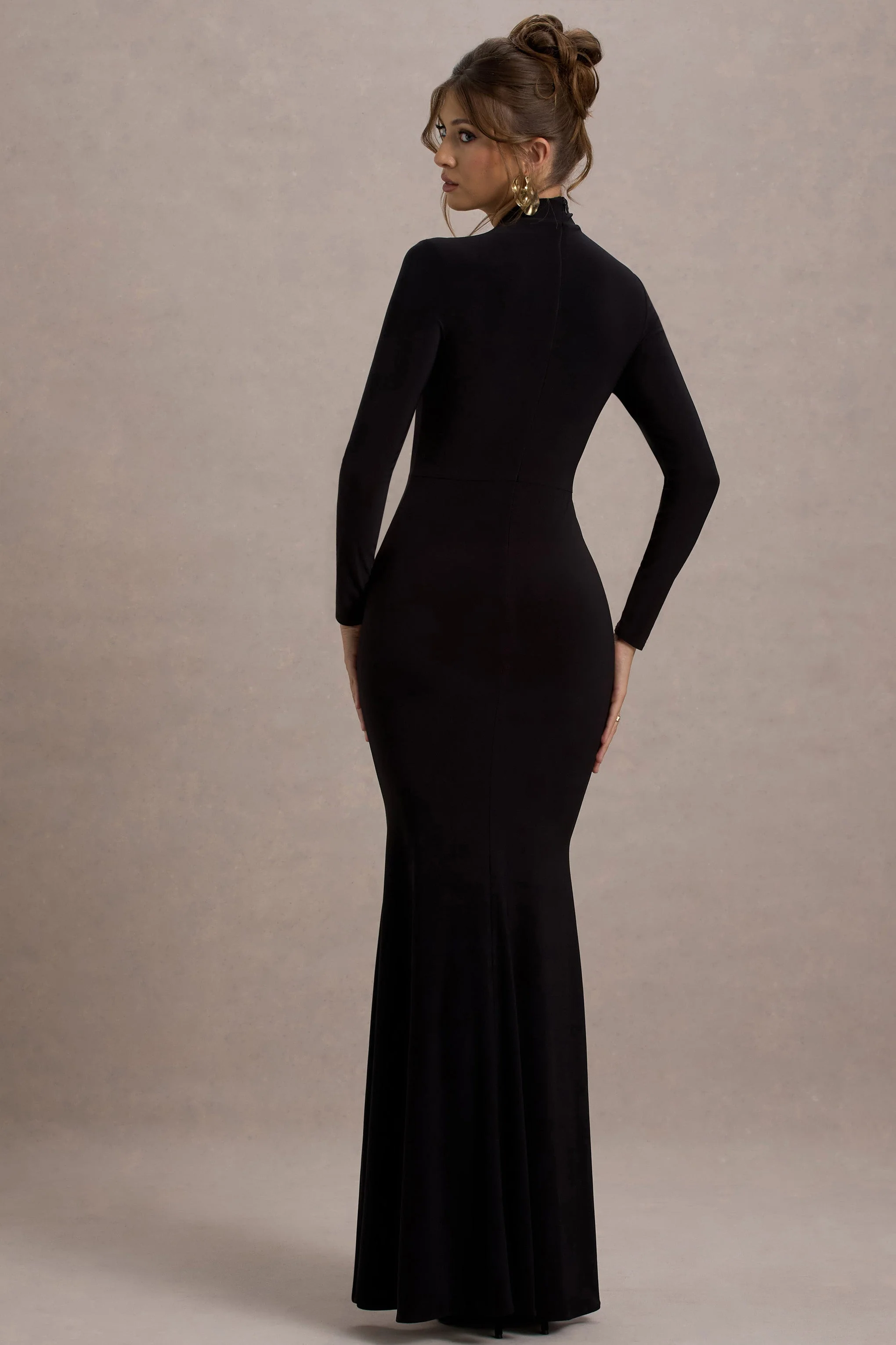 Tova | Black High-Neck Long-Sleeve Maxi Dress - Image 2