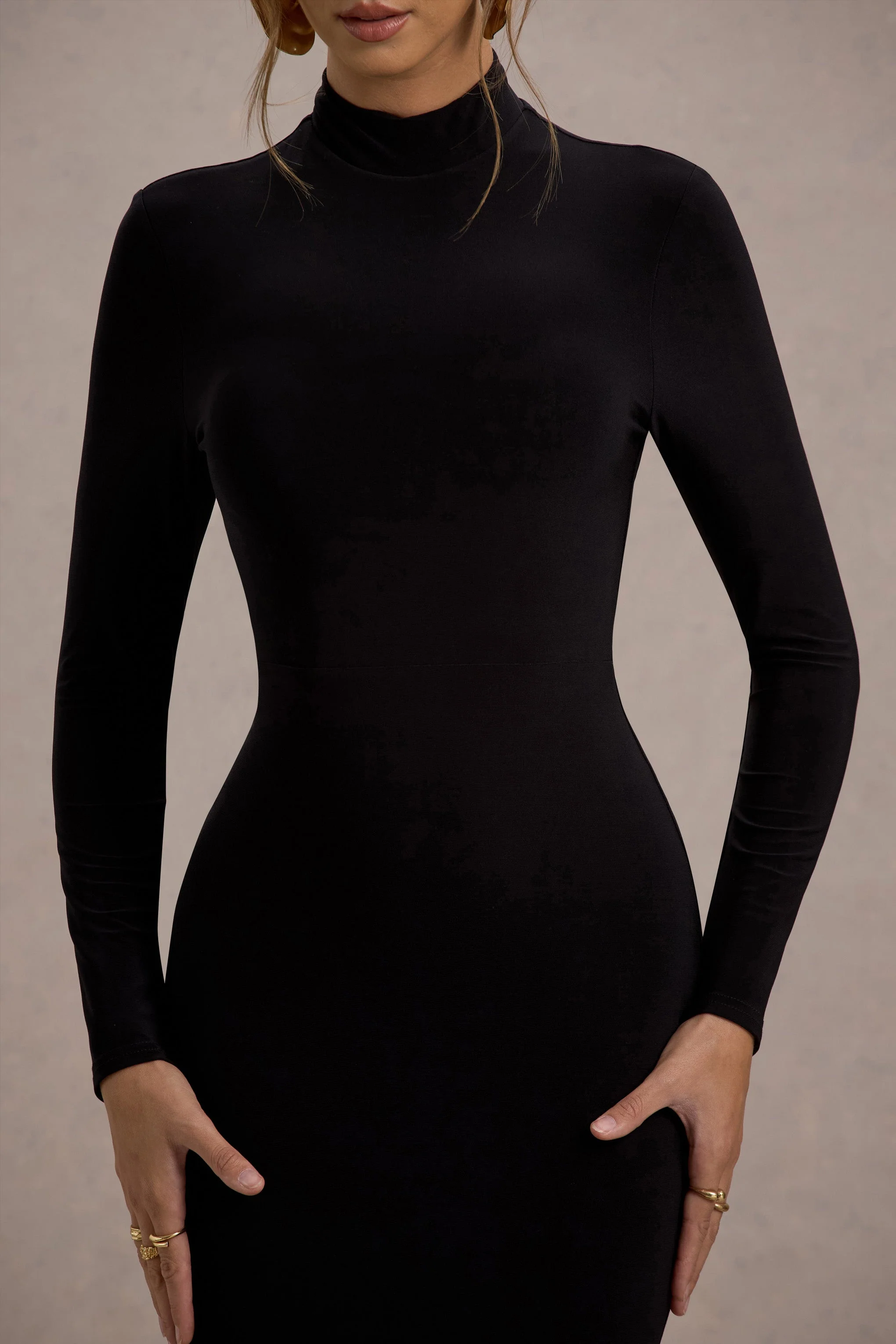 Tova | Black High-Neck Long-Sleeve Maxi Dress - Image 6