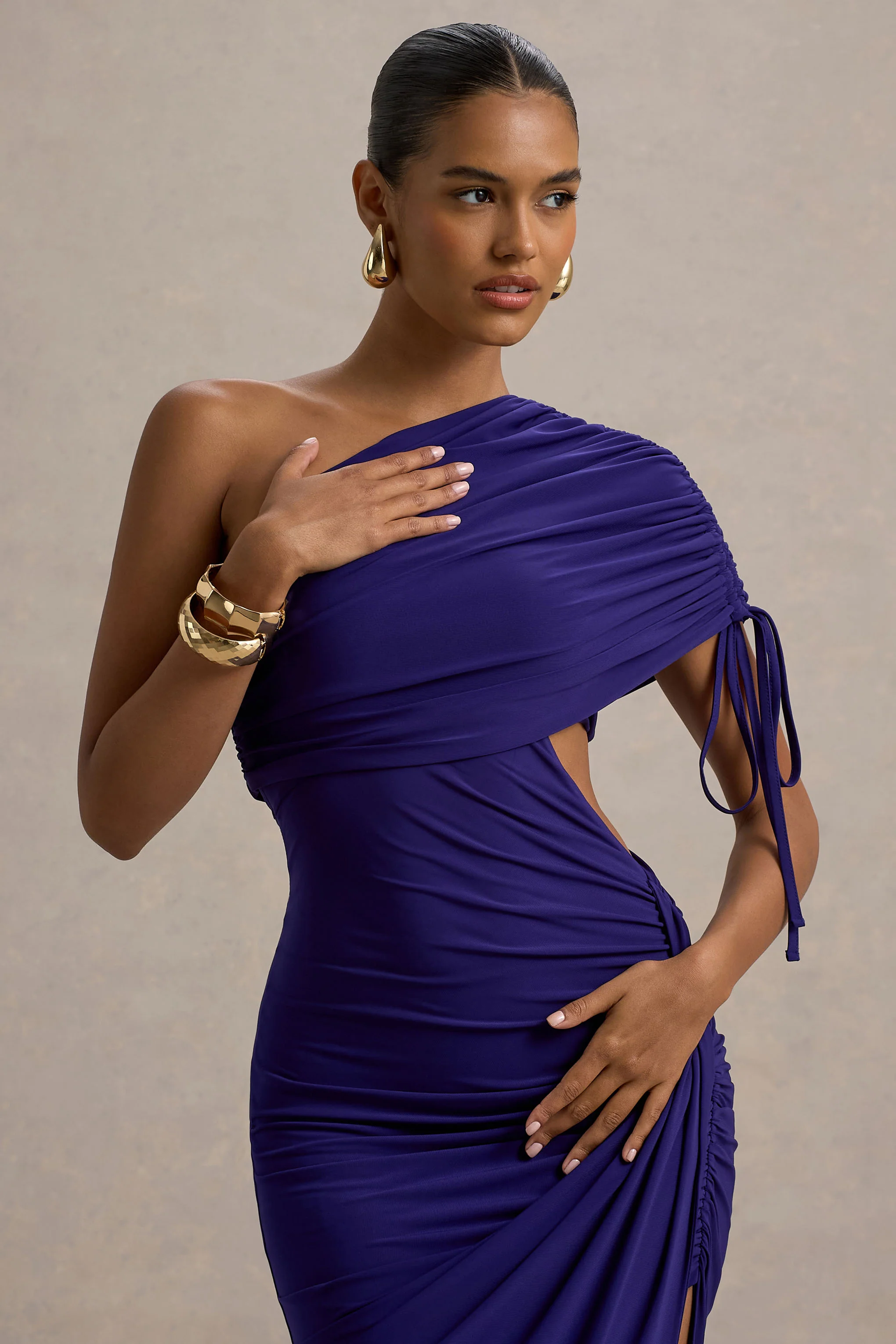 Trance | Blue Asymmetric Maxi Dress with Split - Image 3