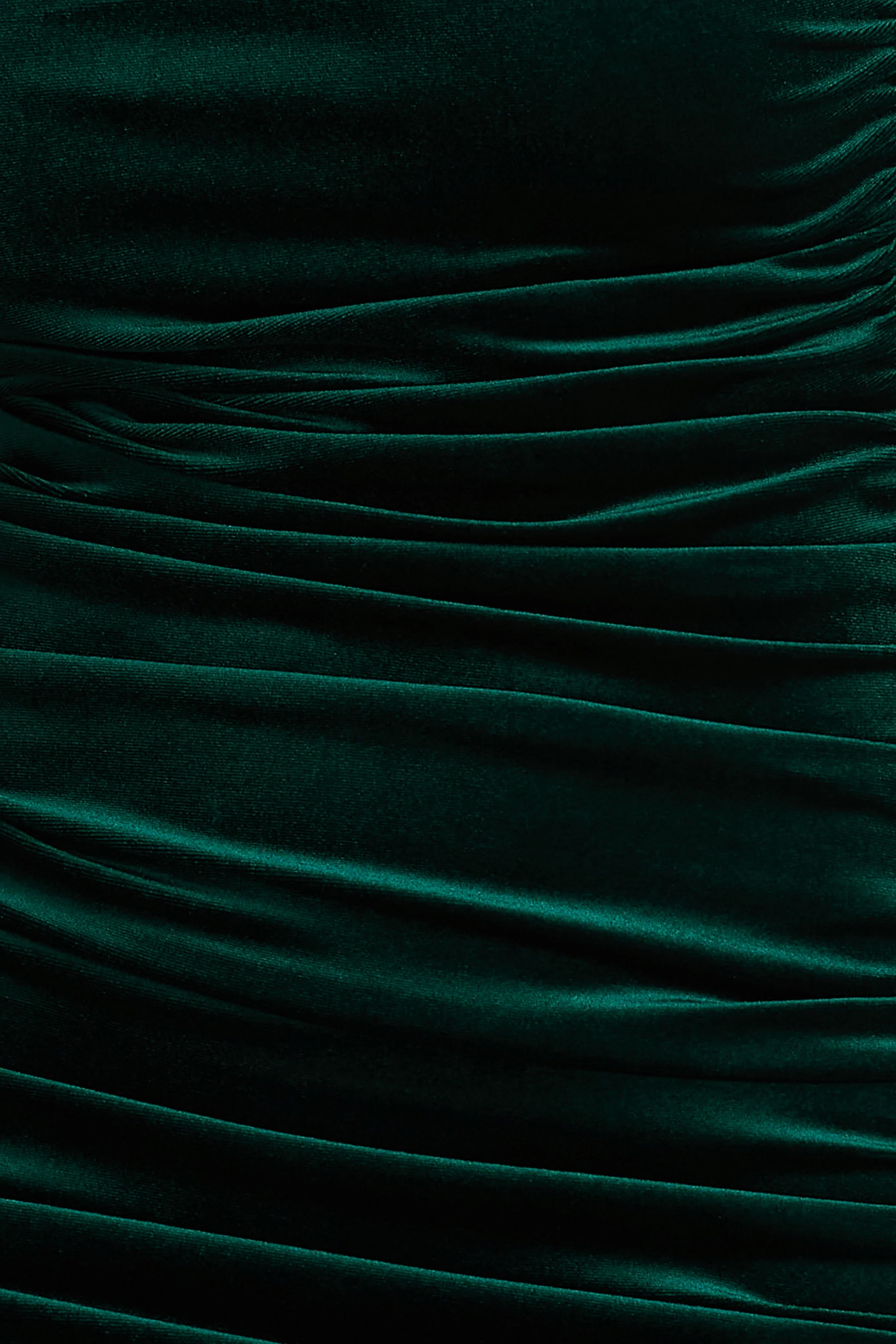 Treat | Bottle Green Velvet Asymmetric-Neck Maxi Dress With Ruched Detailing - Image 6