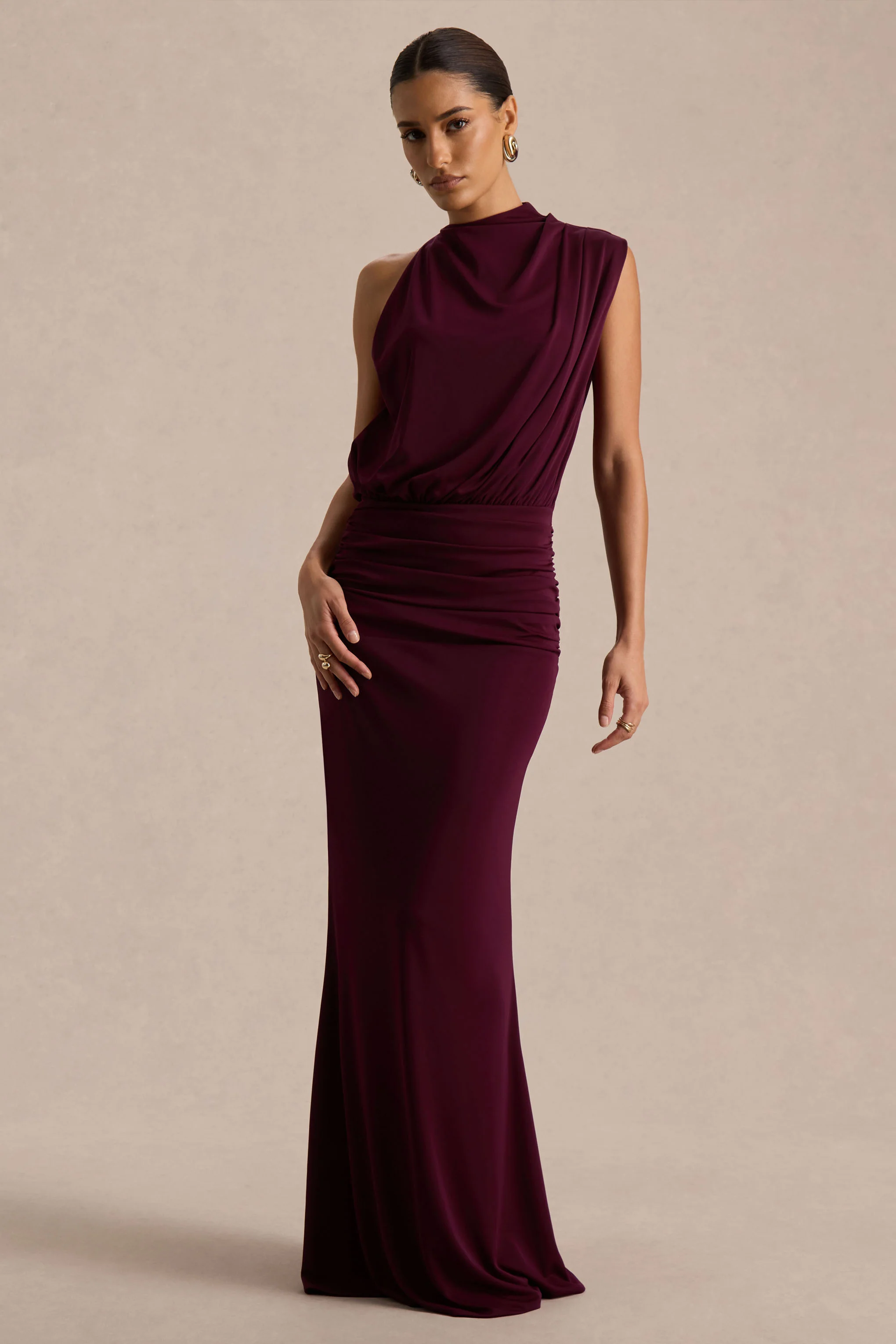 Umaira | Burgundy High-Neck Maxi Dress - Image 4