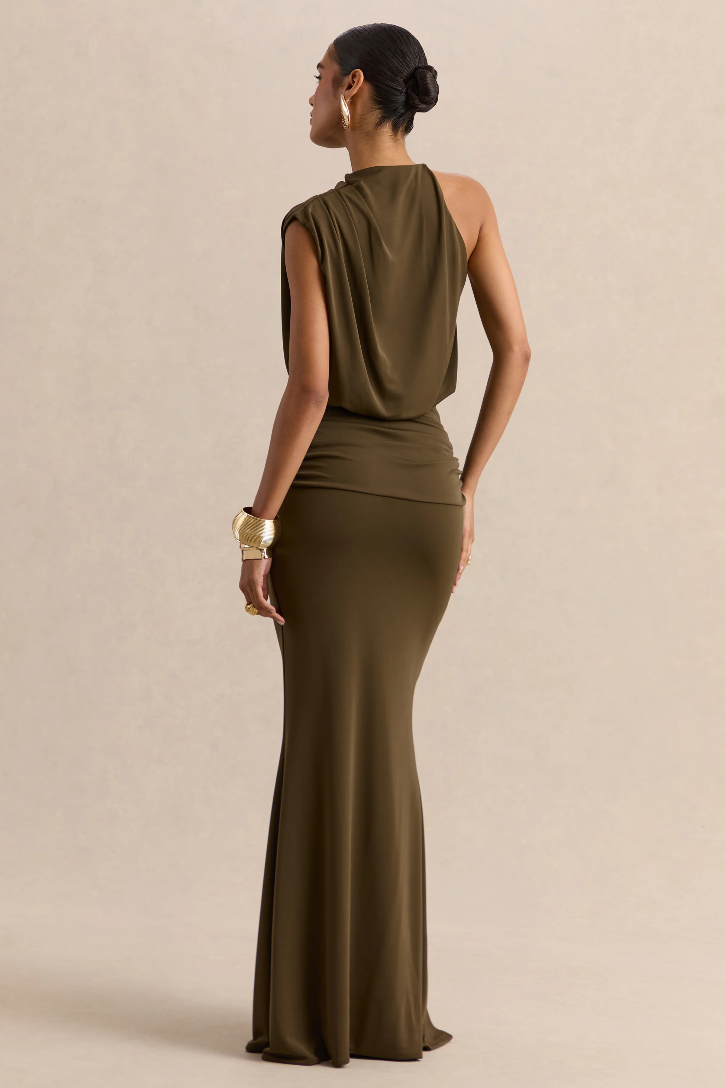 Umaira | Khaki High-Neck Maxi Dress - Image 2