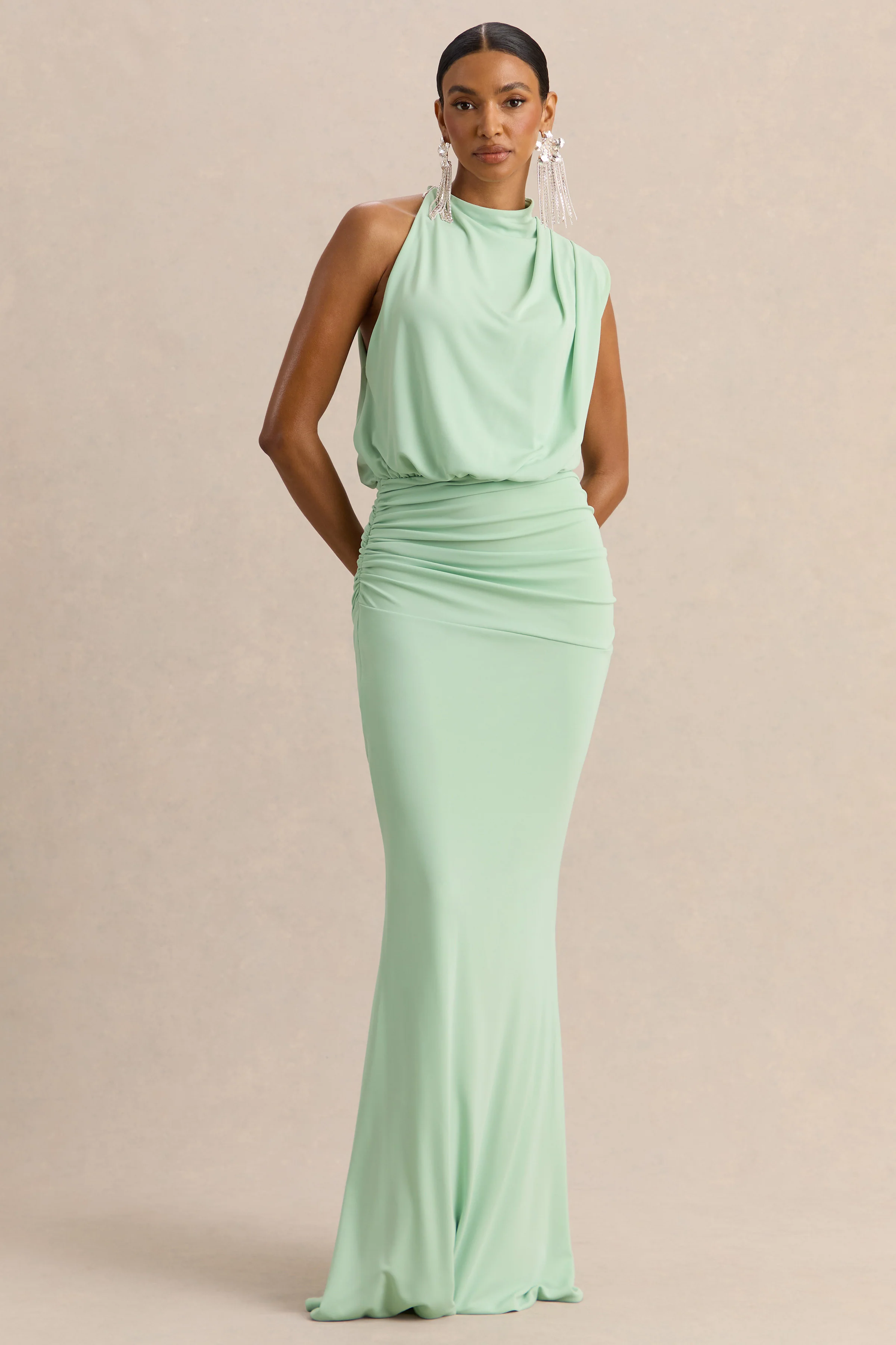 Umaira | Mint High-Neck Maxi Dress - Image 4