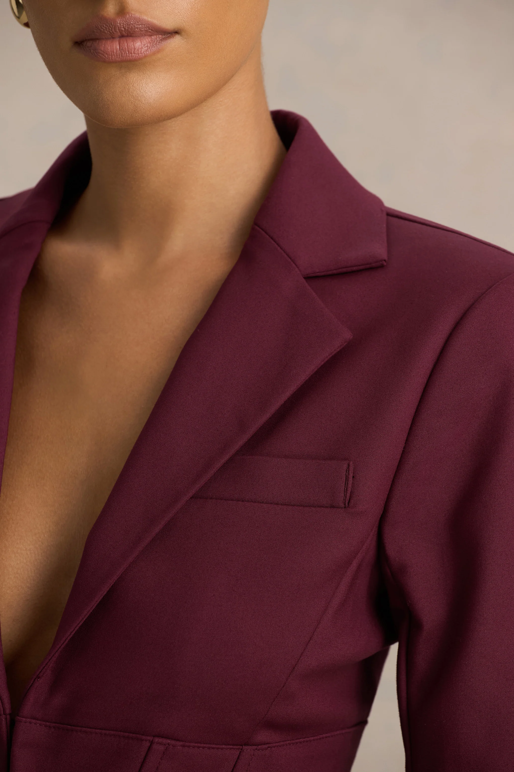 Unbeaten | Burgundy Fitted Corset Blazer Jacket - Image 7