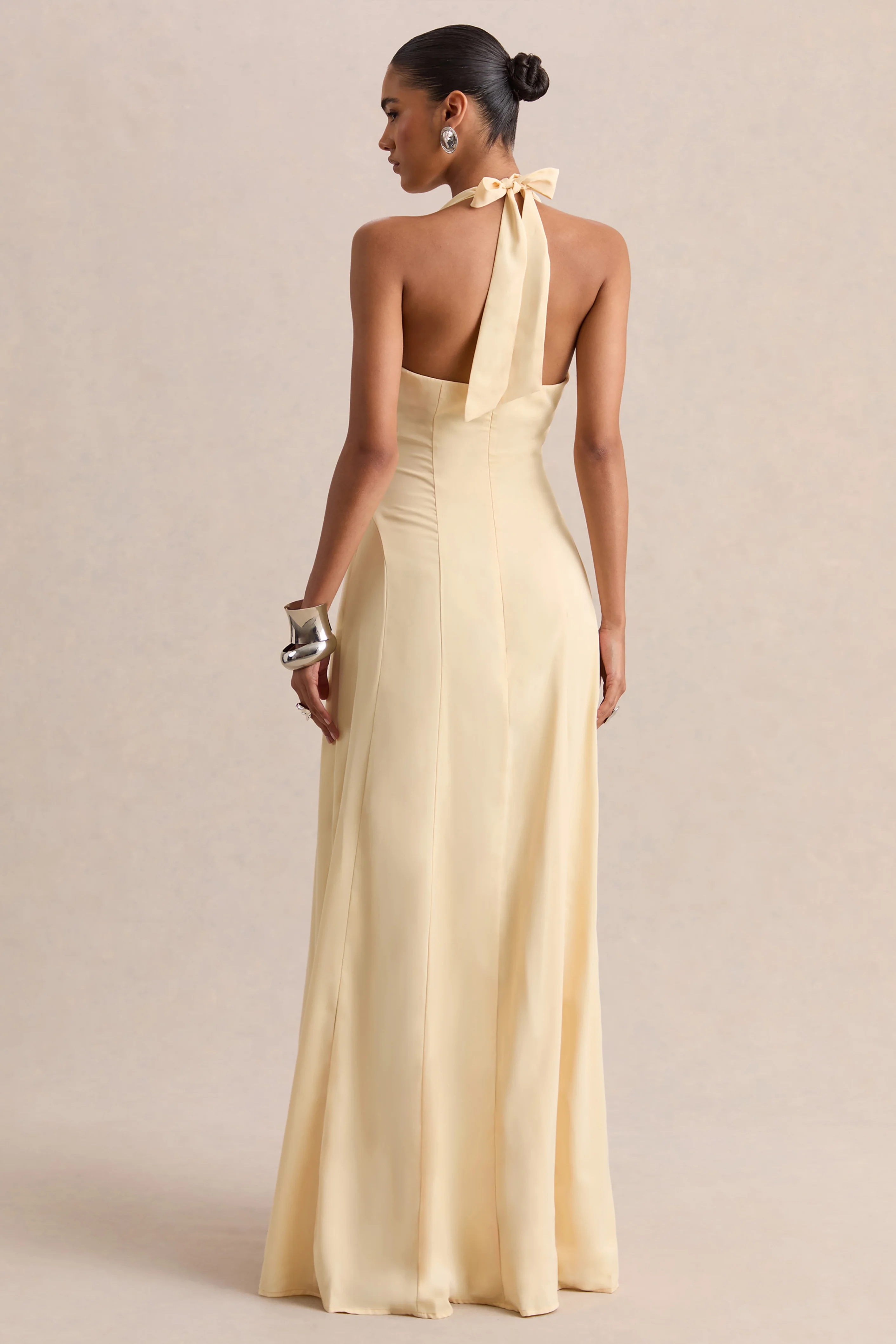 Undeniable | Lemon Cowl-Neck Draped Maxi Dress - Image 2