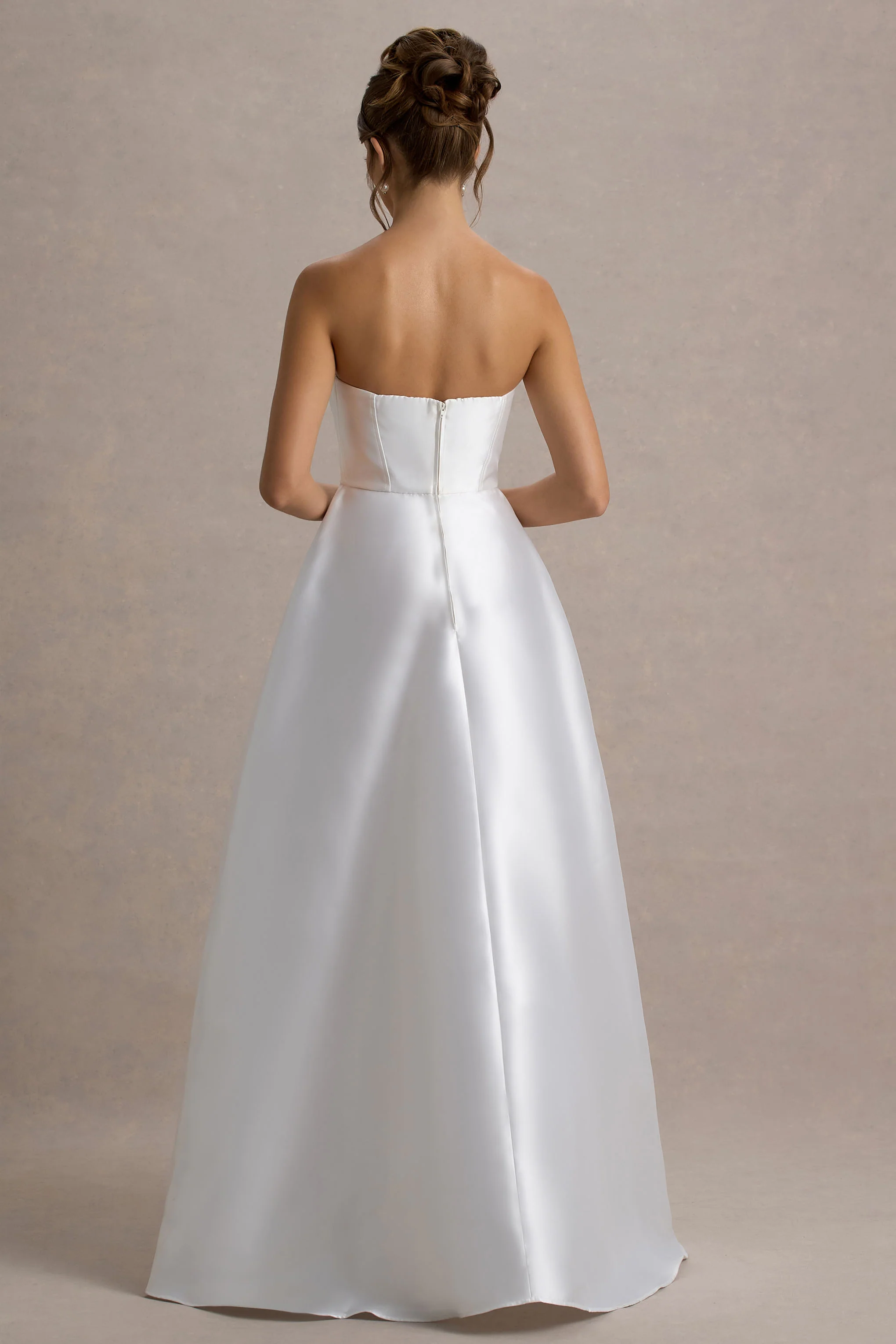 Universe | White Bandeau Split Puff-Skirt Maxi Dress - Image 2
