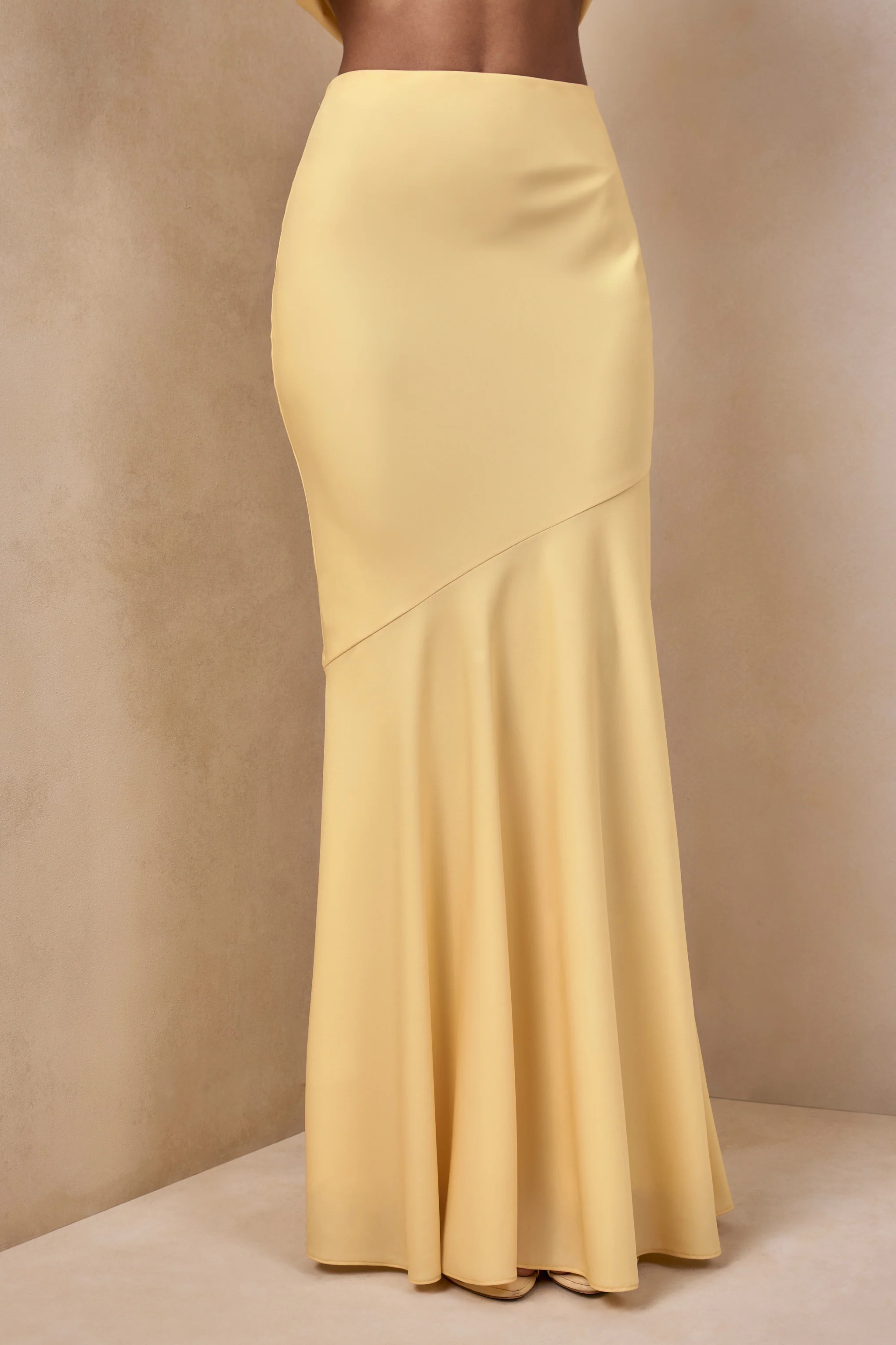 Vayla | Lemon Matte Satin Asymmetric Drop-Waist Maxi Skirt - Image 8
