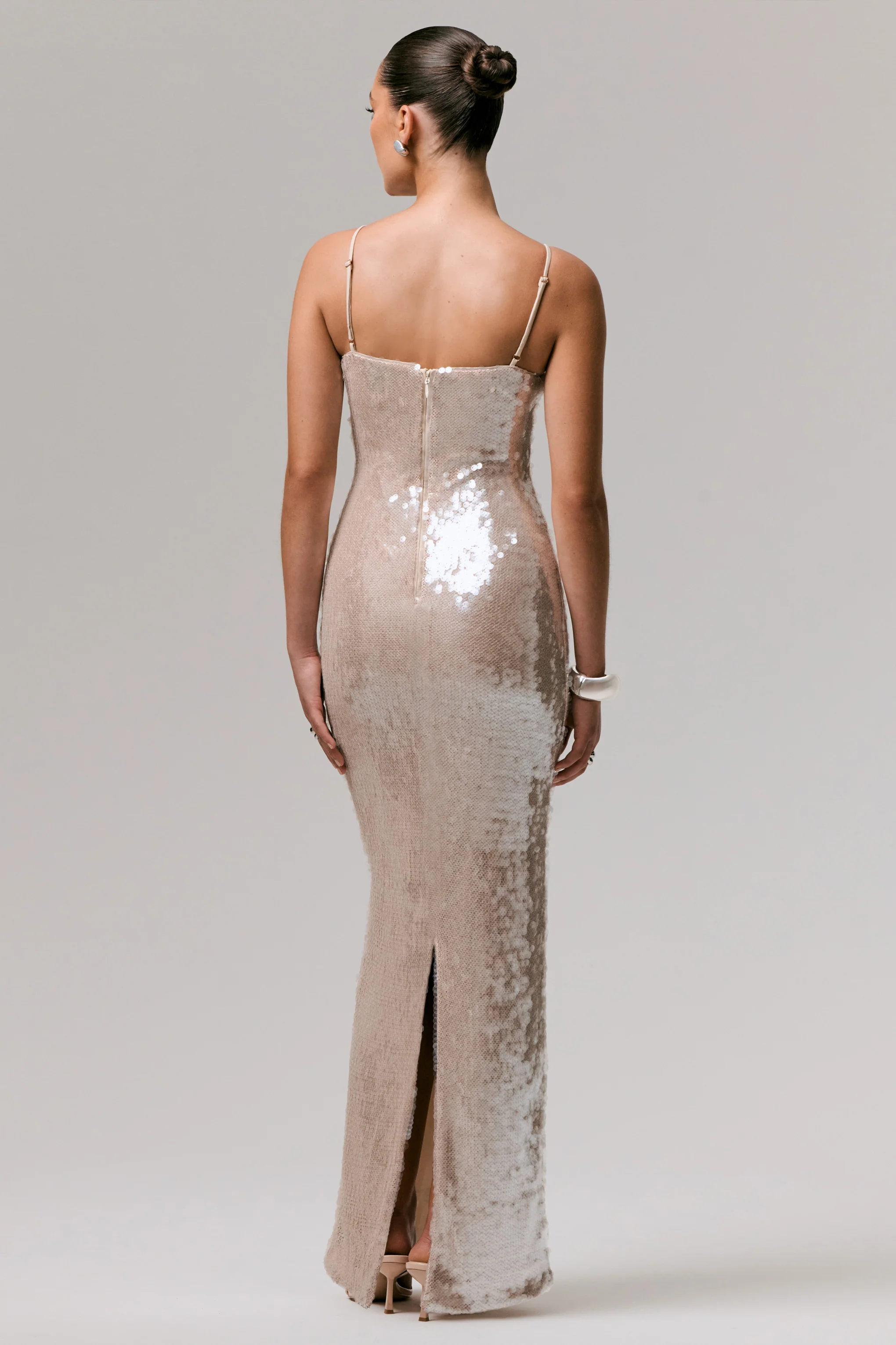 Vermont | Nude Sequin Square-Neck Maxi Dress - Image 2