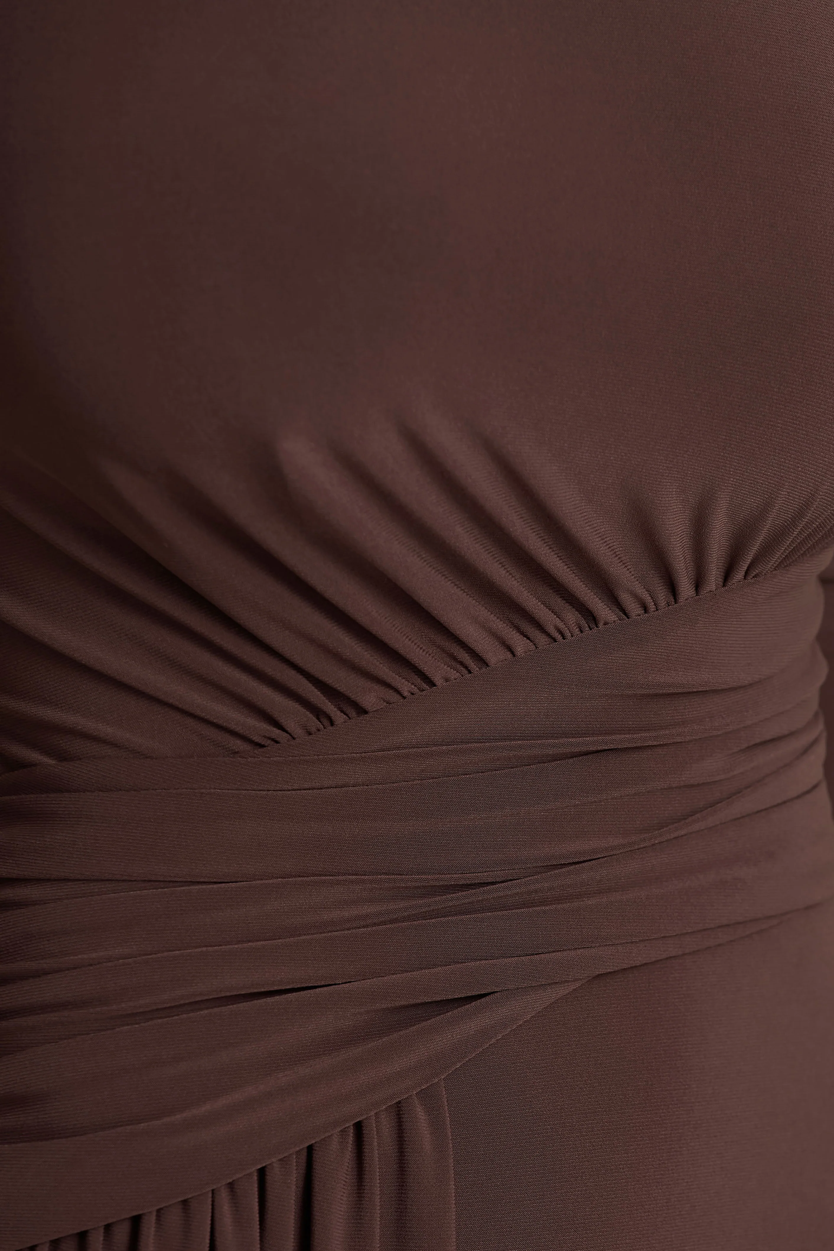 Virelle | Brown Boat-Neck Maxi Dress With Wrap Detail And Sash - Image 6