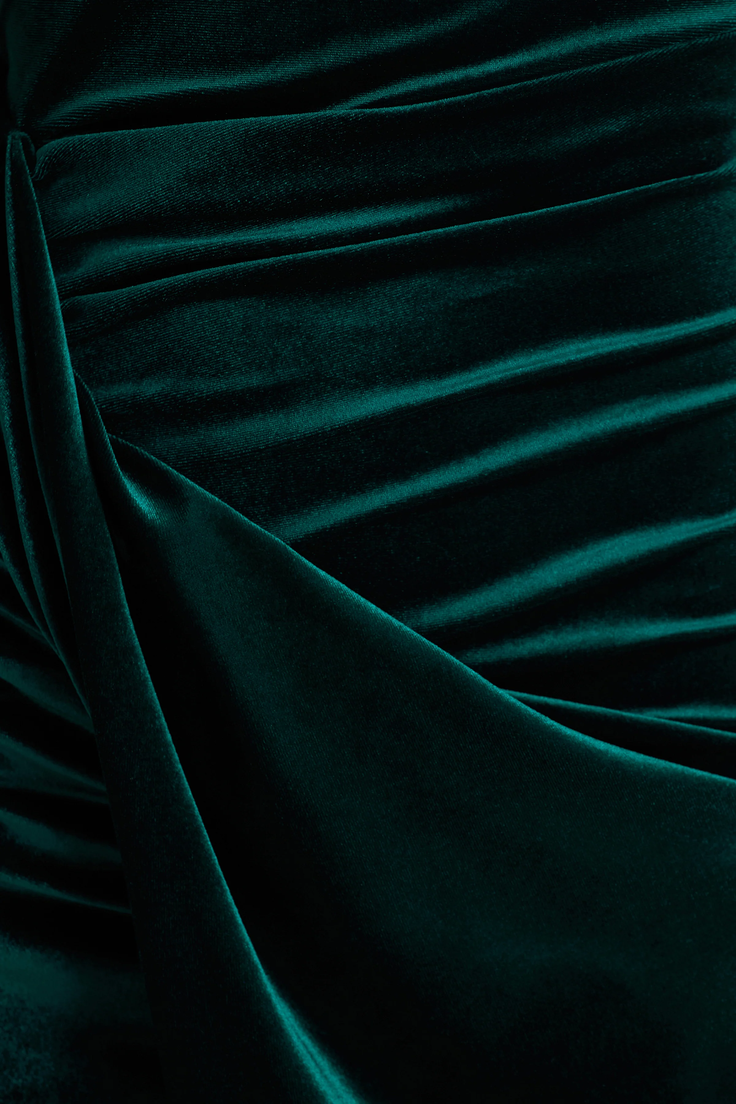 Wishes | Bottle Green Velvet High-Neck Maxi Dress With Wrap Skirt - Image 5