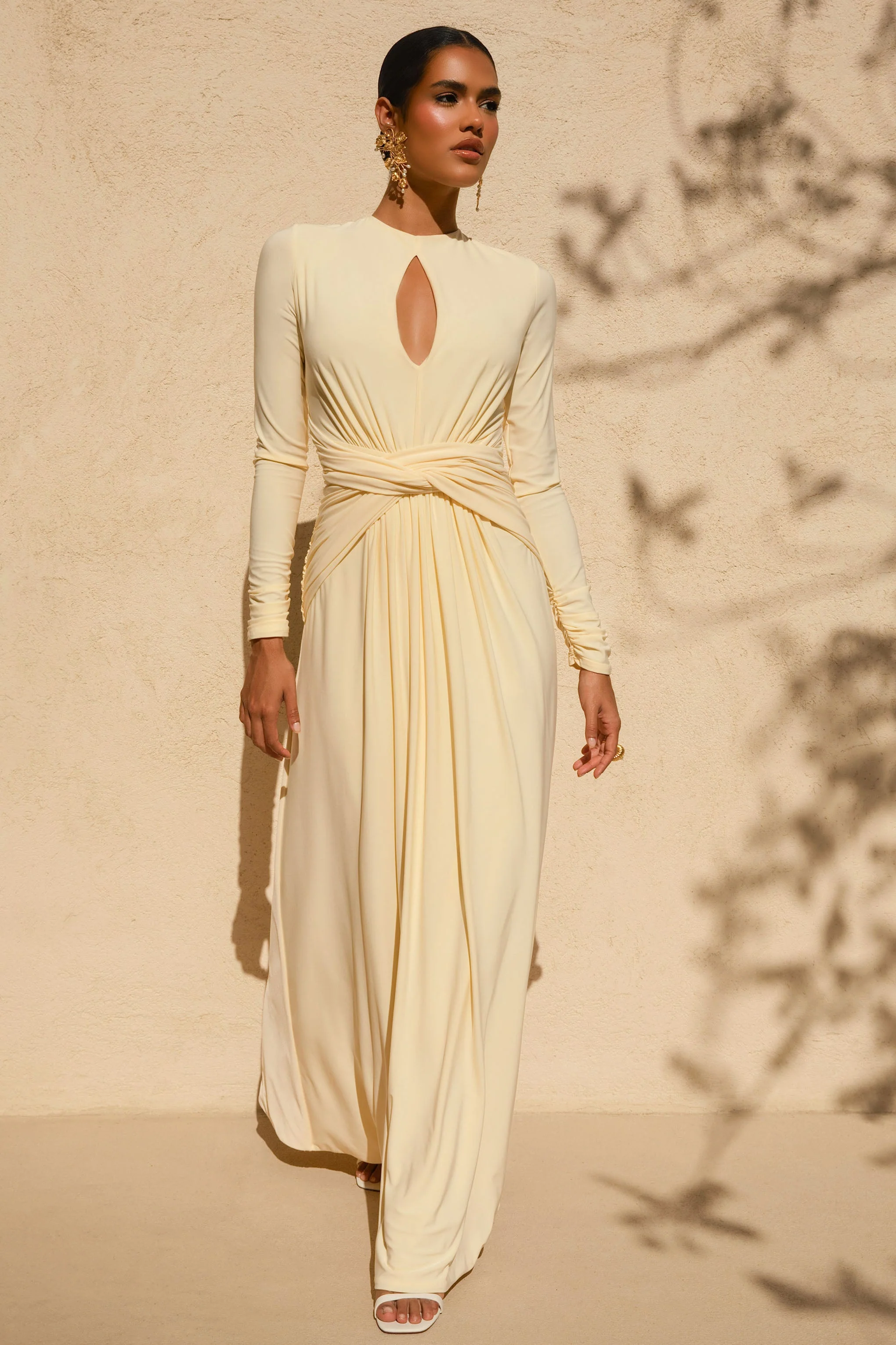 With Me | Lemon High-Neck Maxi Dress With Ruched Detailing - Image 10
