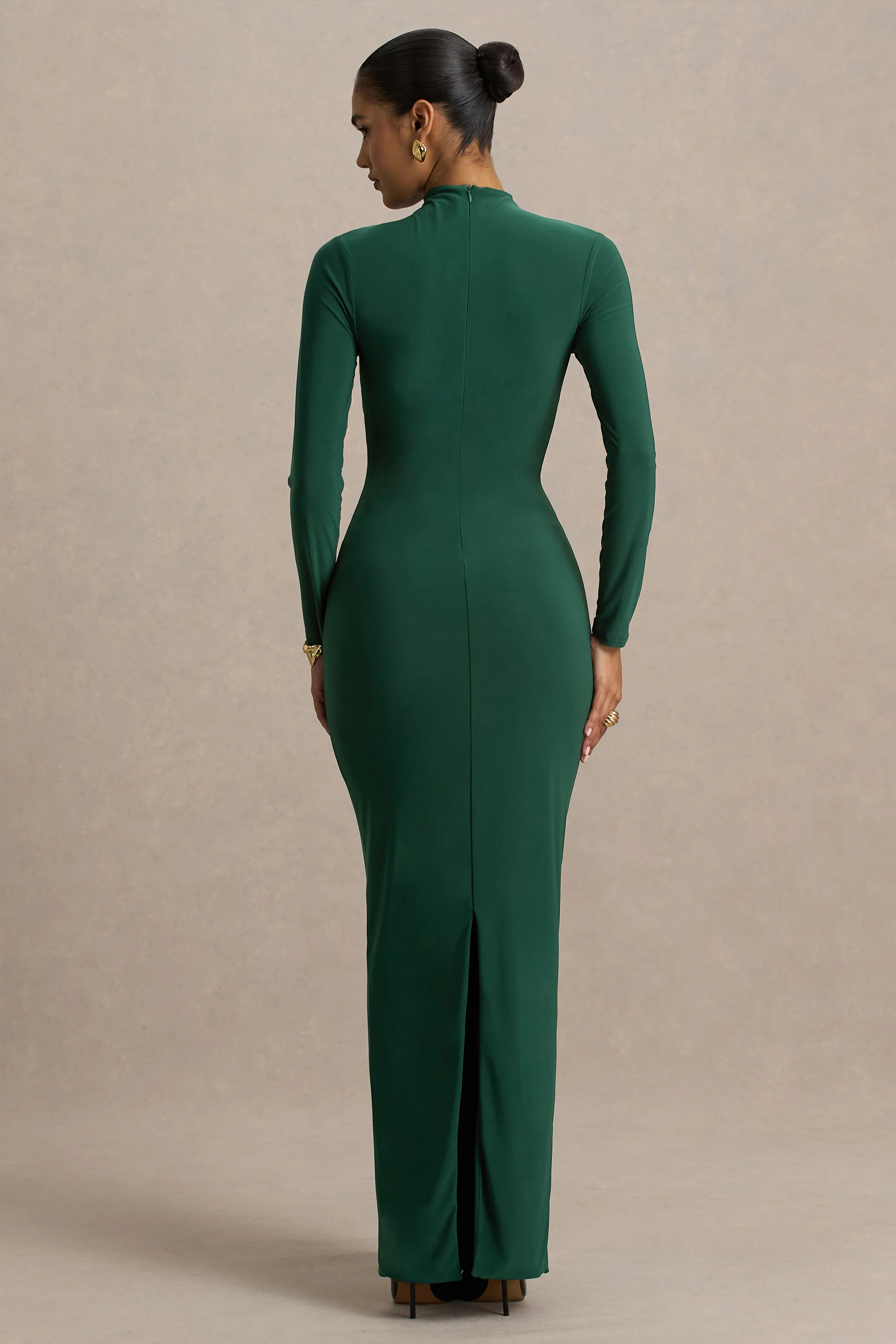 Zadie | Teal High-Neck Maxi Dress With Gathered-Detail - Image 2