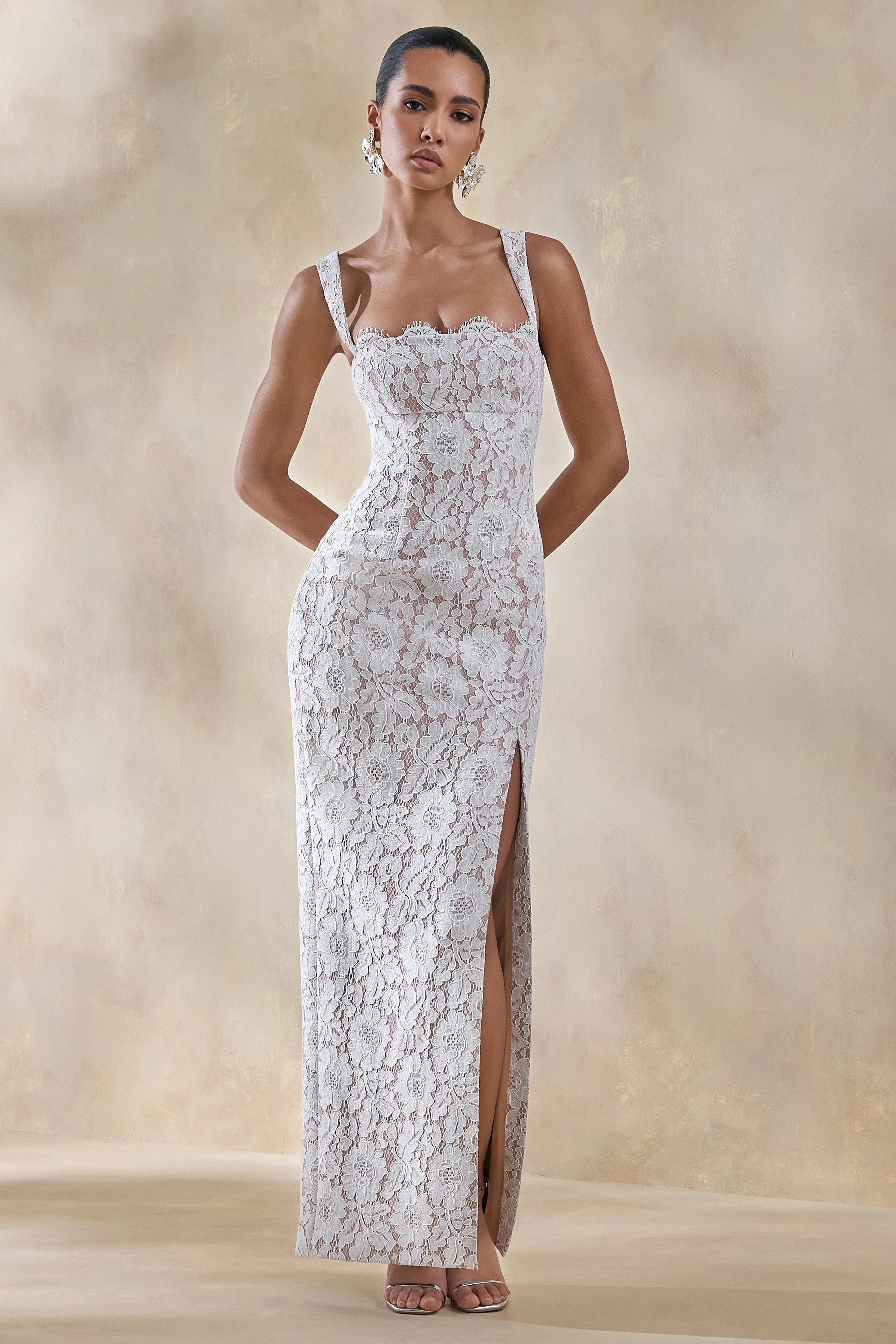 Zarisse | White Lace Square-Neck Maxi Dress - Image 5