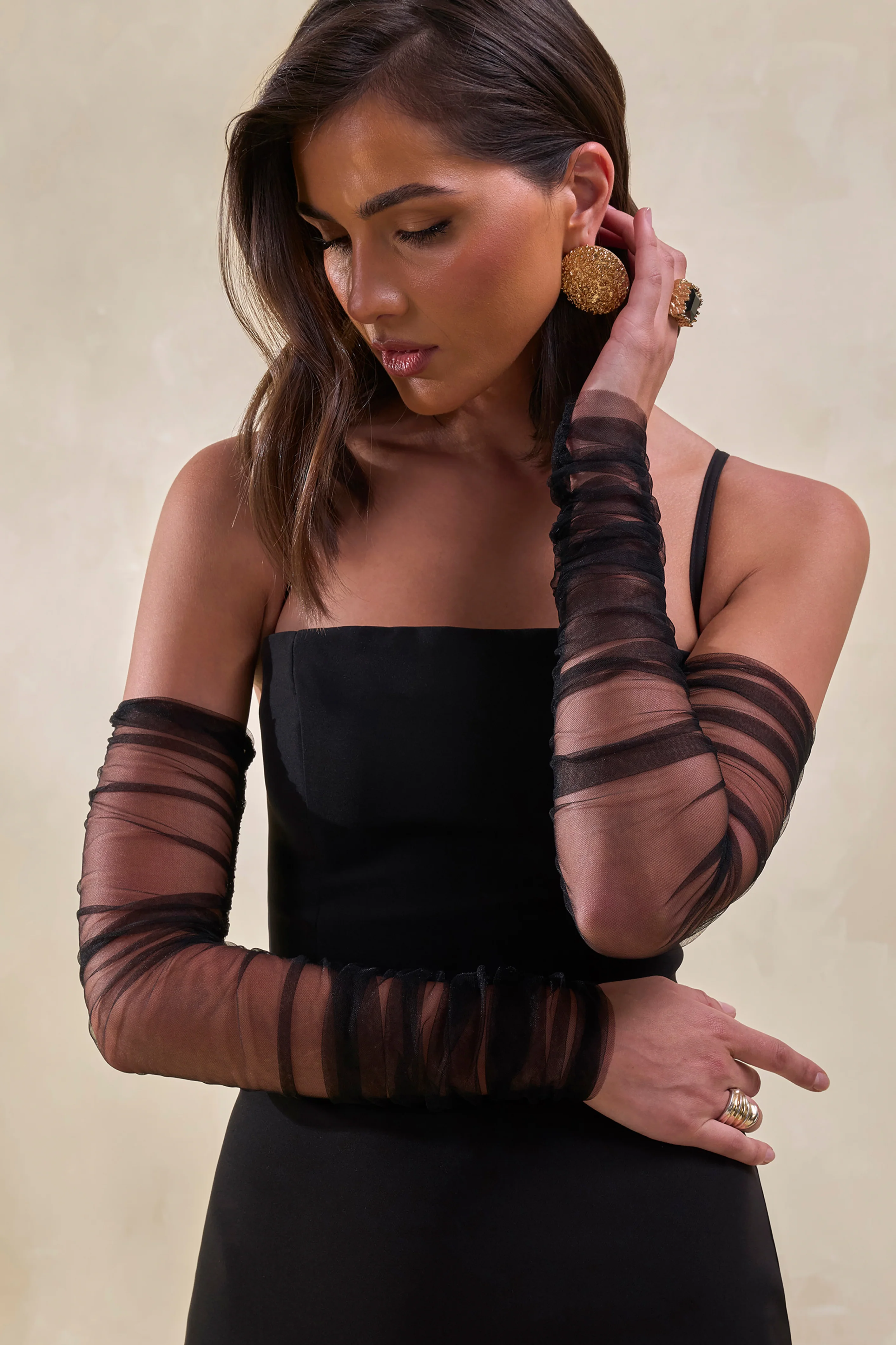 Zavira | Black Mesh Long Sleeves - Image 2