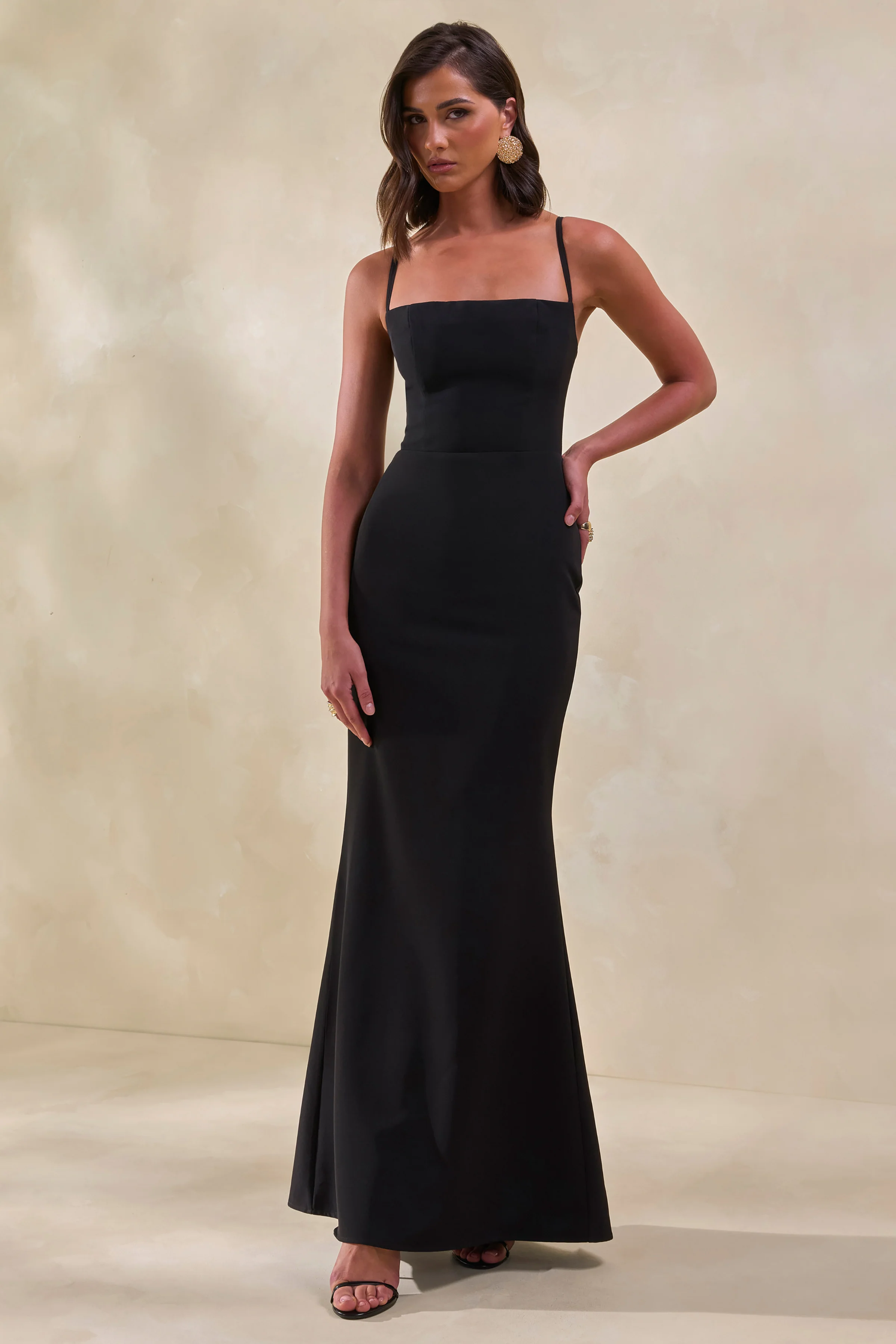 Zavira | Black Square-Neck Maxi Dress - Image 5