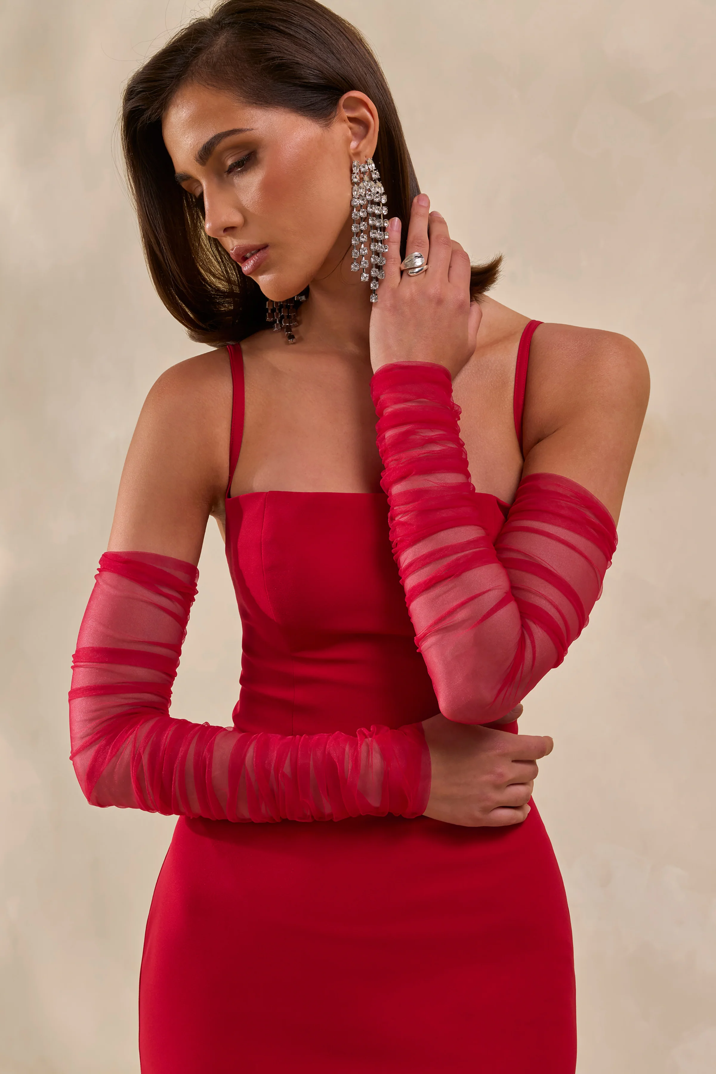 Zavira | Red Mesh Long Sleeves - Image 2