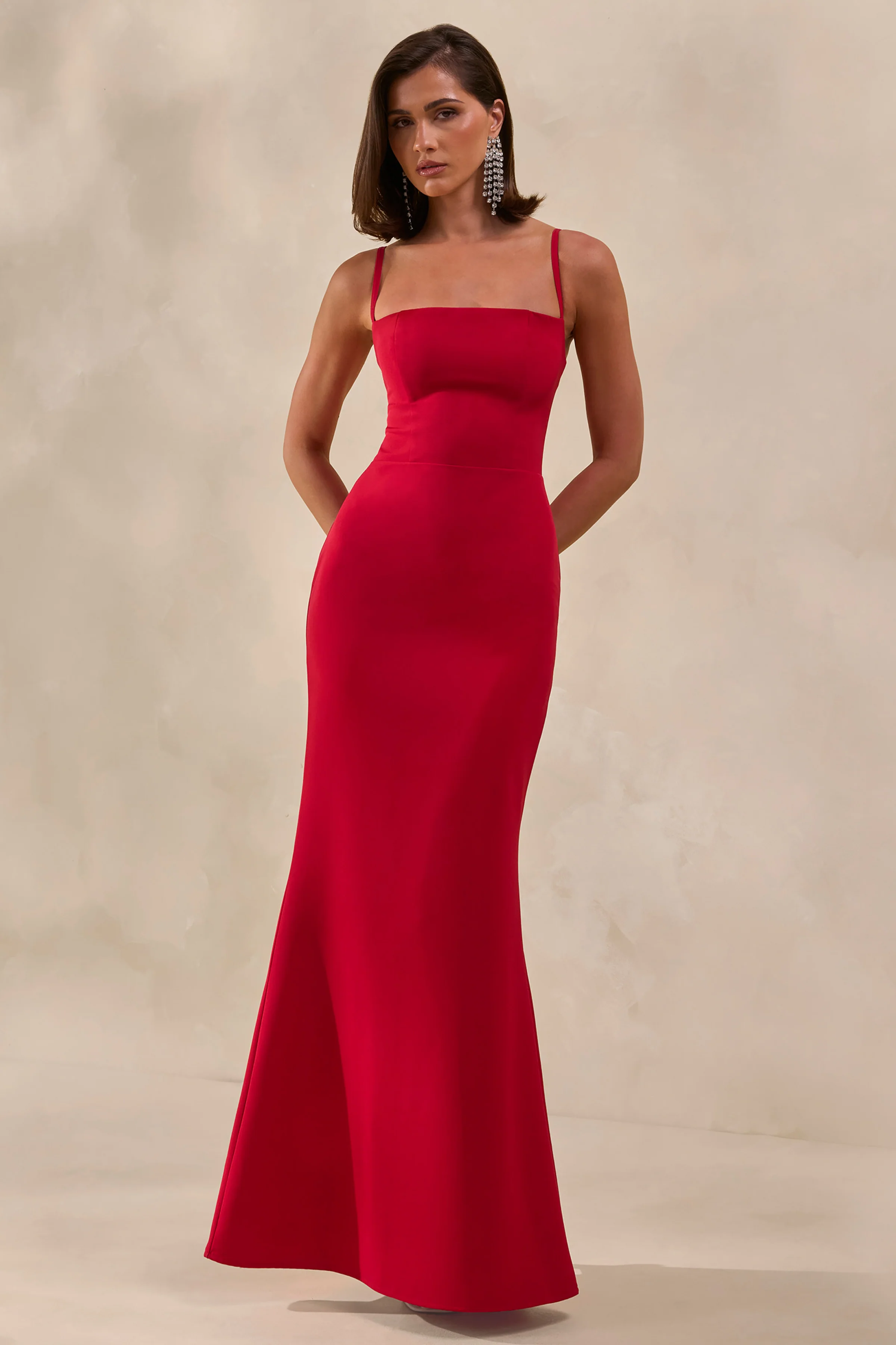 Zavira | Red Square-Neck Maxi Dress - Image 4
