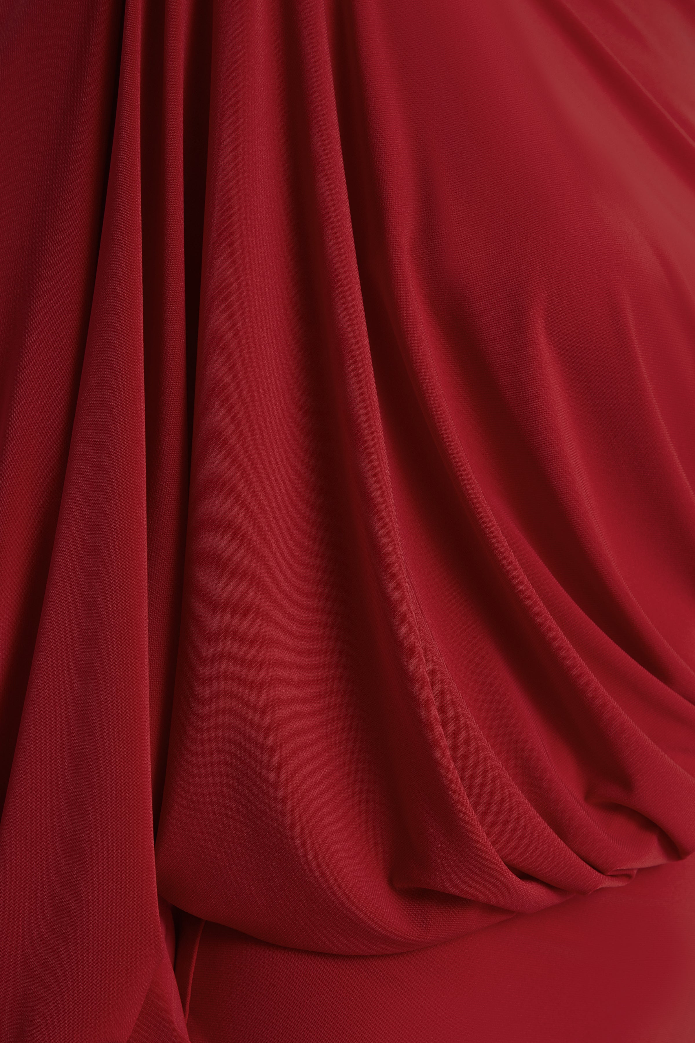 Zelda | Red High-Neck Mini Dress With One-Long Sleeve And Twisted Detail - Image 6