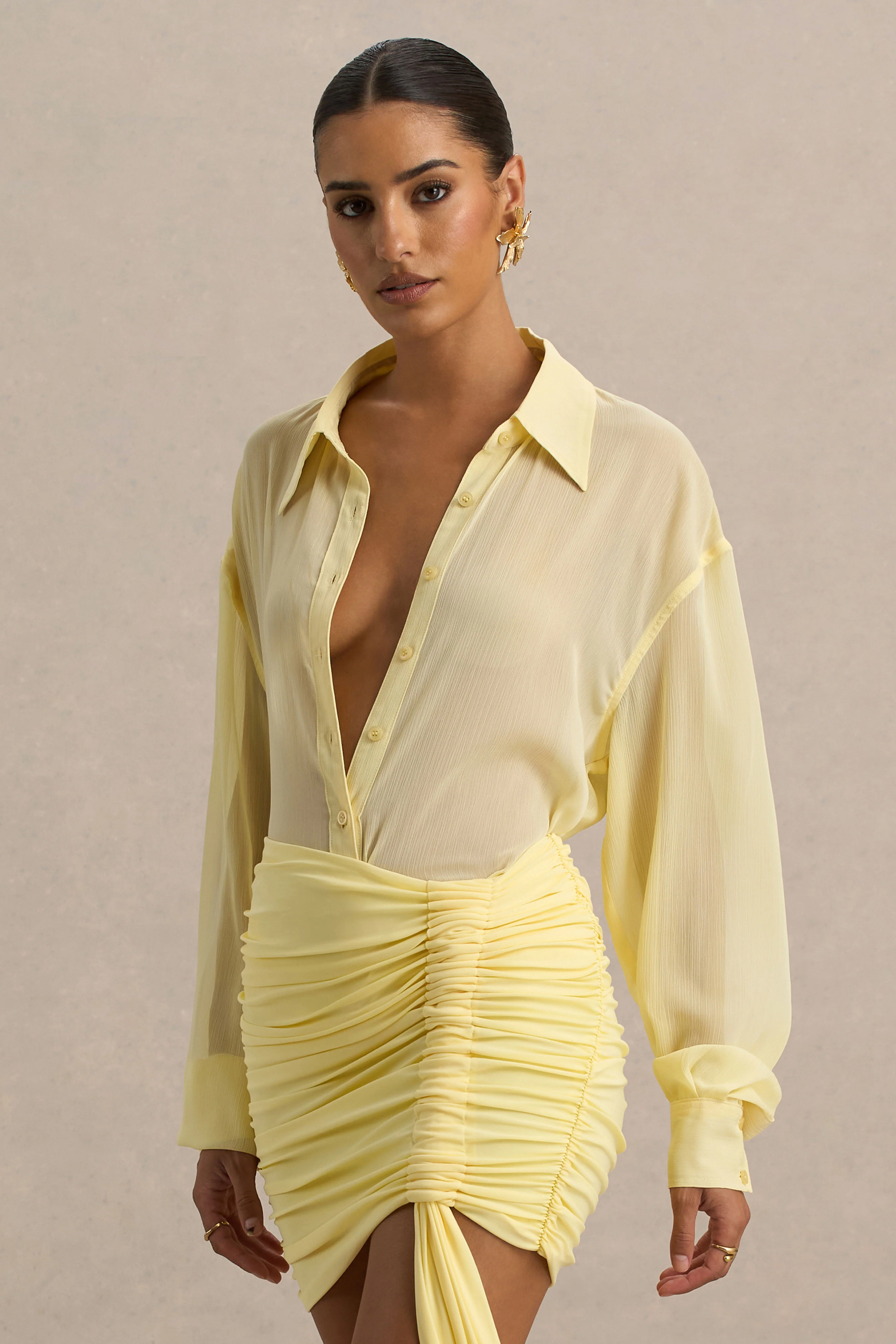 Zinna | Lemon Plunge-Neck Shirt - Image 4