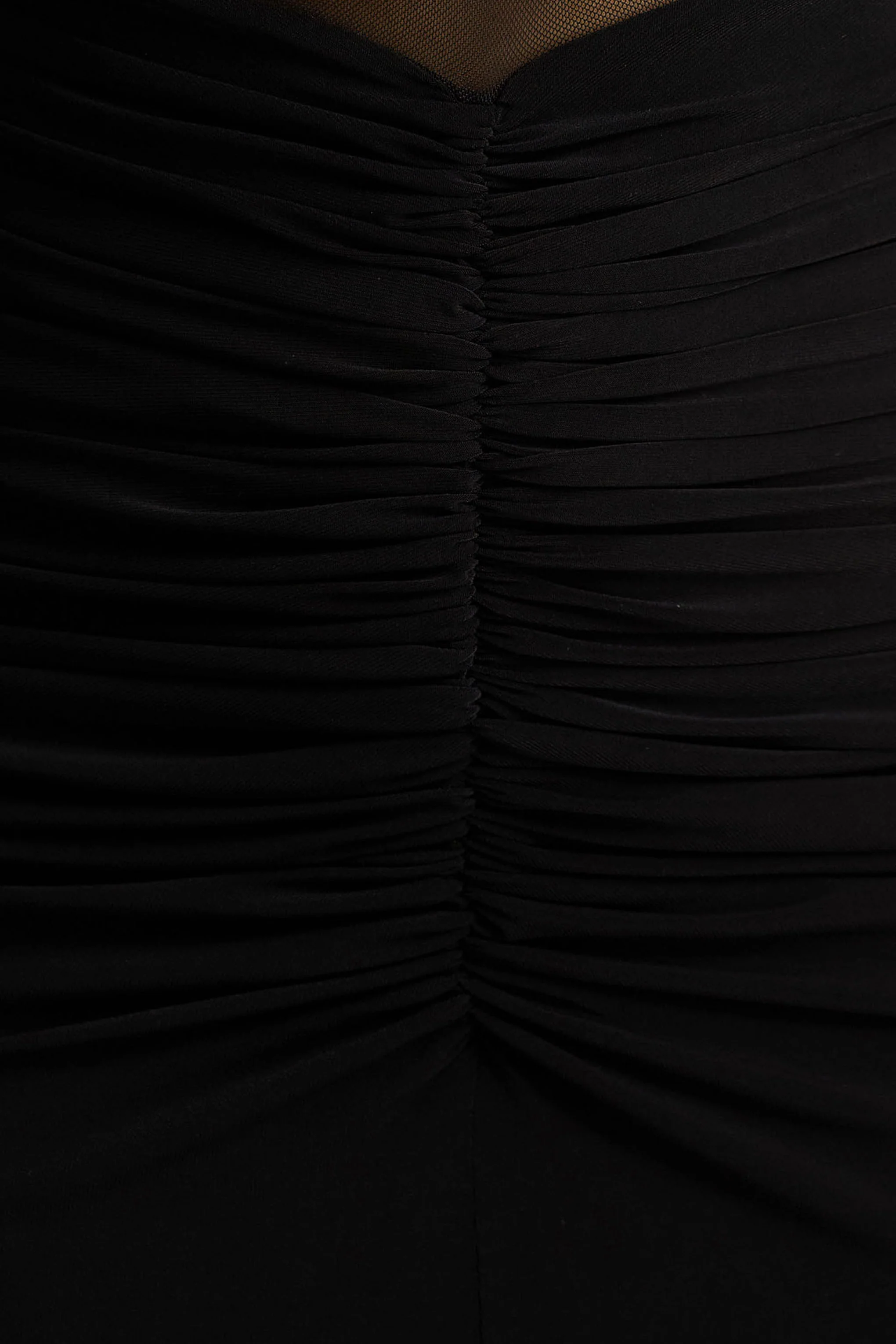 Zinnie | Black Cape-Sleeve Maxi Dress With Mesh Panel - Image 6
